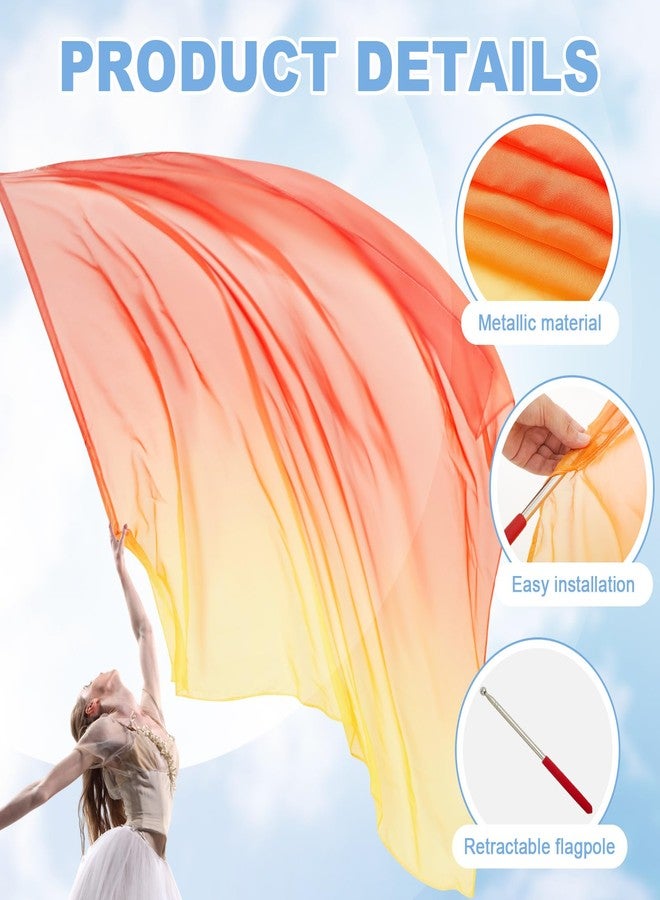 Jecery 2 Set 55x78" Praise Dance Worship Flags with Scalable Rod Guard Church Flag Sets Angel Wing with Sticks Ministry Streamer Dance Banner(Yellow Orange Red) - Image 3